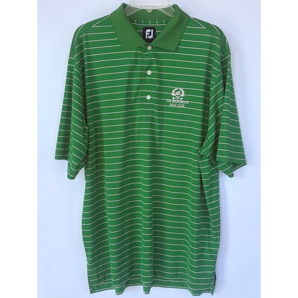 FootJoy Broadmoor Golf Club Polo Shirt Mens Large Green Striped ProDry L